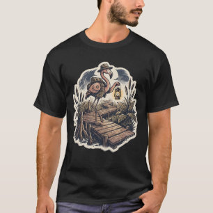 Vintage Griezelflamingo Moerasverkenner Halloween T-shirt