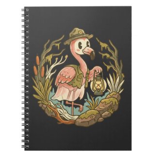 Vintage griezelige moerasflamingo ontwerp notitieboek