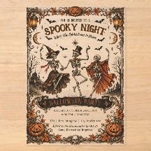 Vintage griezelige nacht dansende skeletten Hallow