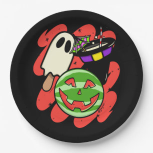 Vintage Griezelige Summerween Watermeloen - Griezi Papieren Bordje
