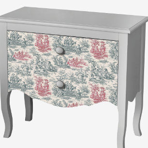 Vintage grijs rood Toile de Jouy bloemmotief Tissuepapier