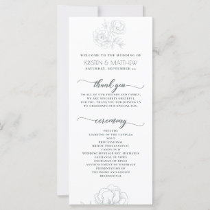Vintage Gris Moderne Mariage Floral Programme