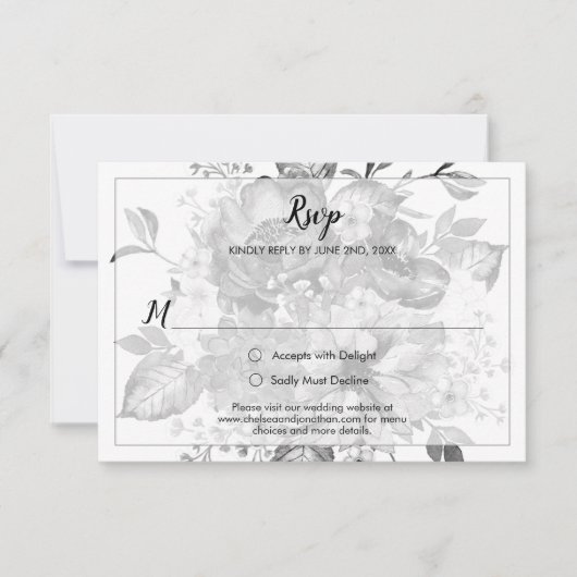 Vintage gris noir et blanc RSVP (Devant)