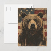 Vintage Grizzly-Bär USA Amerikanische Flagge Briefkaart (Voorkant / Achterkant)