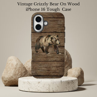 Vintage Grizzly Bear iPhone 16 Coque