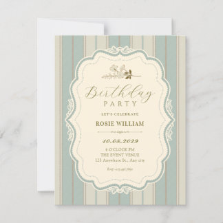 Vintage groen beige verjaardag kaart