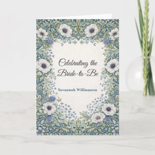 Vintage Groen Blauw Botanische Bruidsdouche Kaart