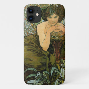 Vintage Groen Emerald Temptress Art Nouveau Mucha iPhone 11 Hoesje