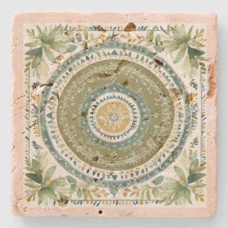 Vintage Groene Boho Mandala Stenen Onderzetter