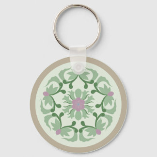 vintage groene lotuspatroon sleutelhanger