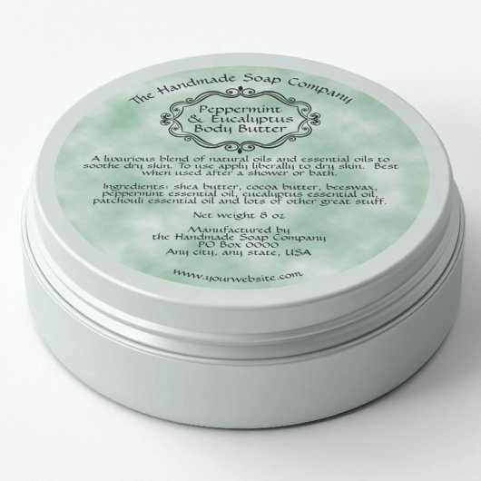 Vintage groene perkament bodybutterpot label