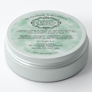 Vintage Groene Perkament Lichaamsboterpot Etiket