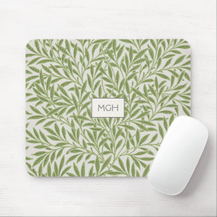 Vintage groene wilgenbladeren monogram muismat
