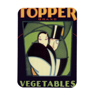 Vintage Groente Topper Label, Art Deco Romance Magneet