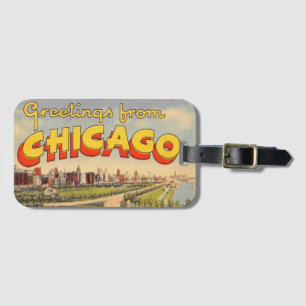 Vintage groet uit Chicago Bagagelabel