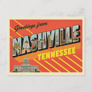 Vintage "Groeten uit Nashville, Tennessee" Briefkaart