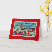 Vintage Groeten van Columbus Ohio Kaart (Gele Bloem)
