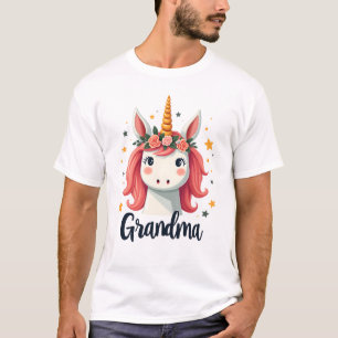 Vintage Grootmoeder Eenhoorn Bloemenkroon Cute Mag T-shirt