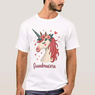 Vintage Grootmoeder Eenhoorn Bloemige Verjaardag O T-shirt