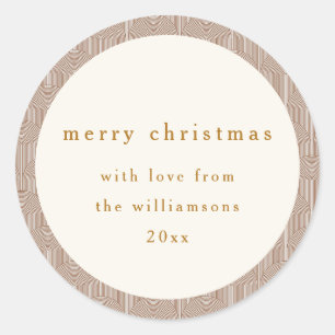 Vintage Groovy Geometrische Lijnen Custom Kerstmis Ronde Sticker