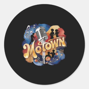 Vintage Groovy Motown-muziek Aquarel Kunst Ronde Sticker