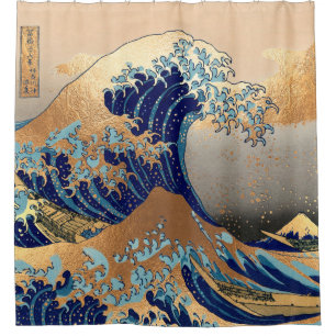 Vintage, Grote Golf, Hokusai 葛飾北斎の神奈川沖浪 Douchegordijn
