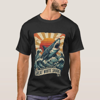 Vintage Grote Witte Haai - Avonturen T-Shirt
