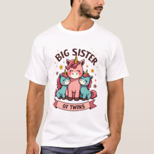 Vintage grote zus van tweeling eenhoorn zusterscha t-shirt