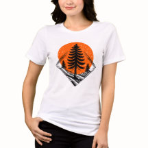 Vintage Grove Dennenbos Zonsondergang T-Shirt