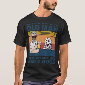 Vintage Grumpy Old Man Like Beer And Dogs Great Py T-shirt