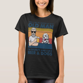 Vintage Grumpy Old Man Like Beer And Dogs Great Py T-shirt