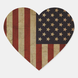 Vintage Grunge Amerikaanse Vlag Hart Sticker