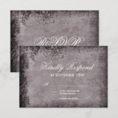 Vintage Grunge Floral Frame Wedding Cartes RSVP (Devant / Derrière)