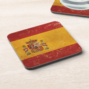 Vintage Grunge ontwerp coaster met Spaanse vlag Bier Onderzetter