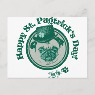 Vintage Grunge St Patrick's Day Pug T - shirts Briefkaart