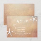 Vintage Grunge Starfish Beach Wedding RSVP (Devant / Derrière)