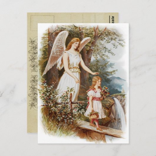 Vintage Guardian Angel Briefkaart (Voorkant / Achterkant)