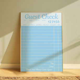 Vintage Guest Check Poster Retro Restaurant Kuns