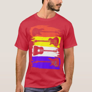 Vintage Guitar Gift For Men Women Kids Music Band  T-shirt