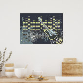 Vintage Guitar Music Poster (Keuken)