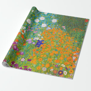Vintage Gustav Klimt Cottage Garden Bloemkunst Cadeaupapier
