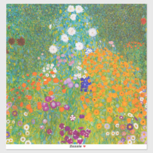 Vintage Gustav Klimt Cottage Garden Bloemkunst Sticker
