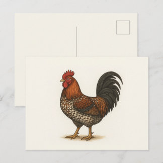 Vintage Haan Ansichtkaart | Boerderij Kip Kunst Briefkaart