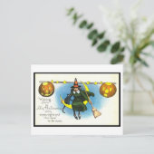 Vintage Halloween Art Briefkaart | Witte pompoen (Staand voorkant)