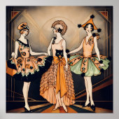 Vintage Halloween Art Deco Flapper Poster | 1920s  (Devant)
