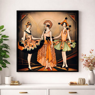 Vintage Halloween Art Deco Flapper Poster 1920s