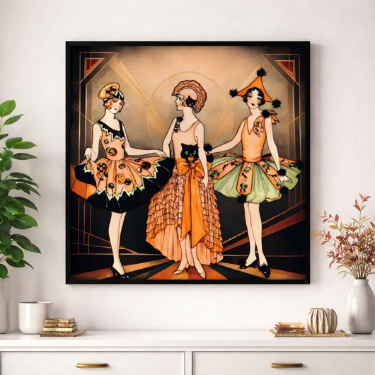 Vintage Halloween Art Deco Flapper Poster | 1920s 