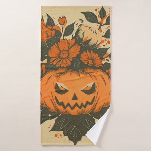 Vintage/Halloween/Automne/citrouille (Serviette de bain)