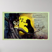 Vintage Halloween Black cat poster (Voorkant)