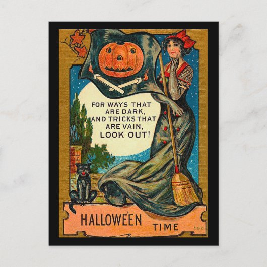 Vintage Halloween Briefkaart (Voorkant)